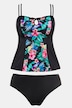 Tropical Bird Print Front Lined Tankini Set