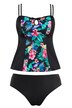 Tropical Bird Print Front Lined Tankini Set