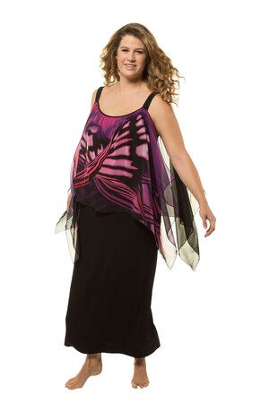 Ulla Popken Strandjurk Jersey Wijde Overslag Brede Bandjes Grote Maten ulla popken kopen in de aanbieding