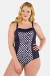 Retro Inset Print Piped Lined Swimsuit