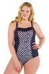 Retro Inset Print Piped Lined Swimsuit