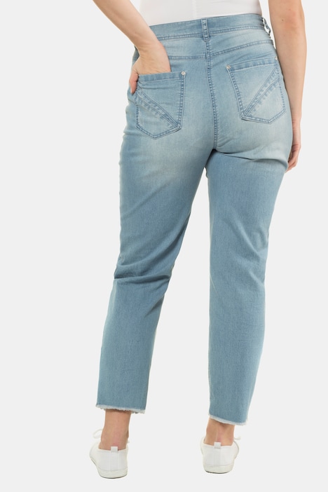 light wash frayed hem jeans