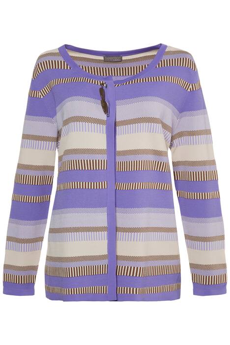 Lilac Stripe Open Front Long Sleeve Cardigan Sweater