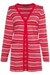 Button Stripe V-Neck Long Sleeve Cardigan Sweater