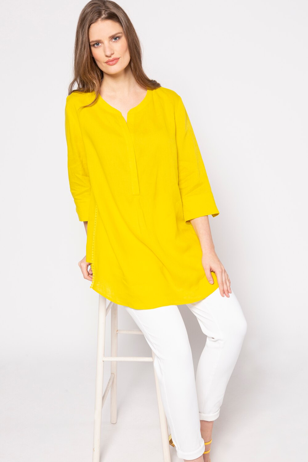 Grote Maten tuniek, Dames, oranje, Maat: 54/56, Linnen, Ulla Popken Grote Maten tuniek, Dames, oranje, Maat: 54/56, Linnen, Ulla Popken