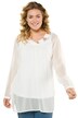 Bead Accent Neck Long Sleeve Blouse