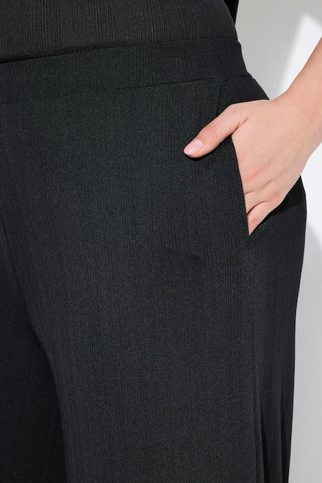 Marlenehose, gerades Bein, Elastikbund, Rippjersey