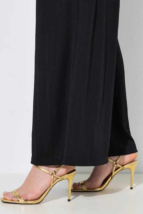 Marlenehose, gerades Bein, Elastikbund, Rippjersey