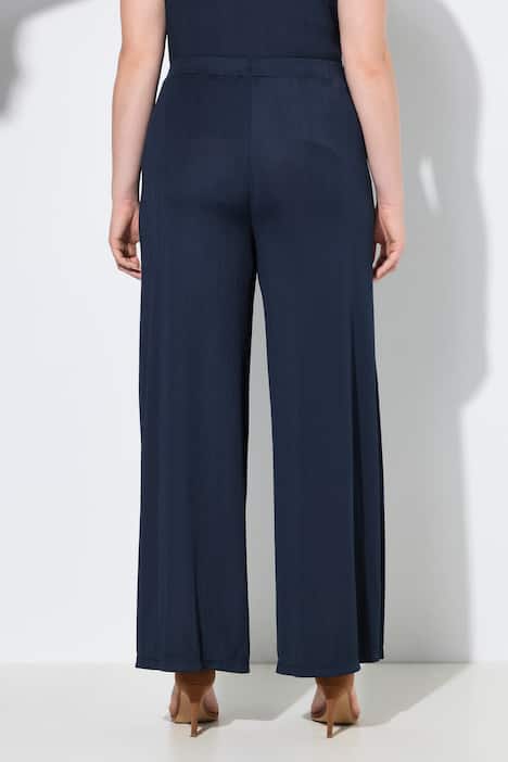 Marlenehose, gerades Bein, Elastikbund, Rippjersey