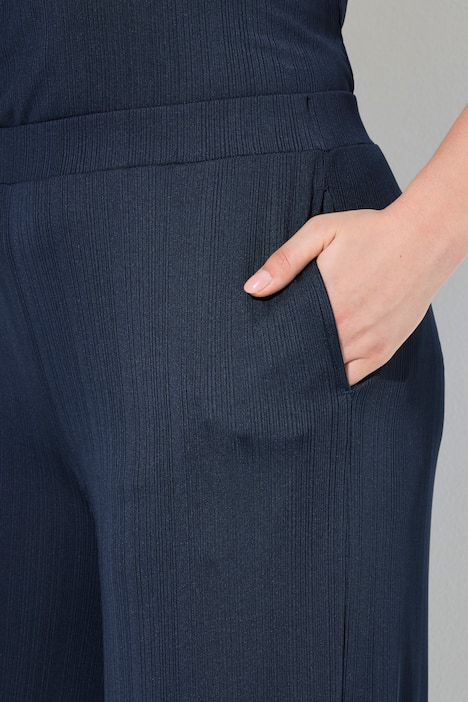 Marlenehose, gerades Bein, Elastikbund, Rippjersey