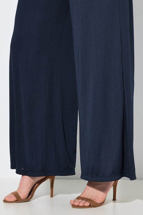 Marlenehose, gerades Bein, Elastikbund, Rippjersey