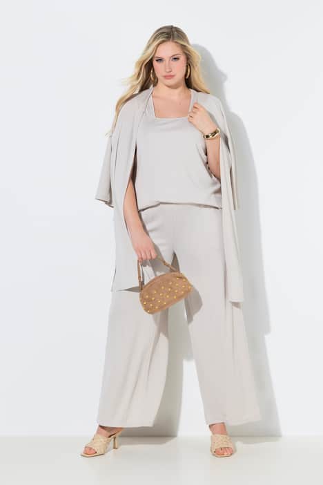 Marlenehose, gerades Bein, Elastikbund, Rippjersey