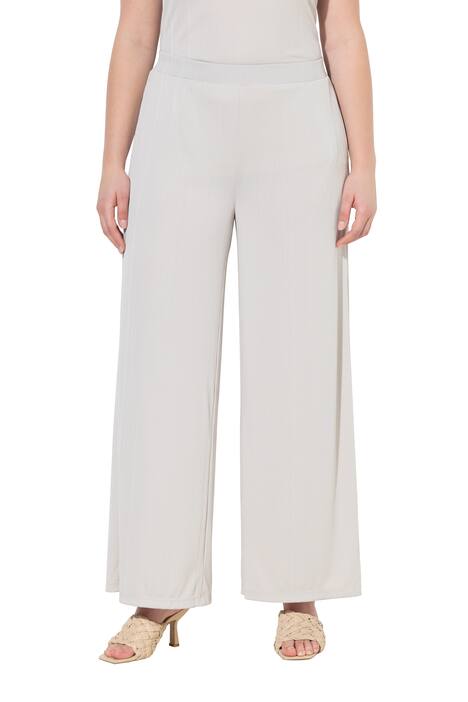 Marlene kalhoty, široké nohavice, elastický pas, žebrovaný žerzej