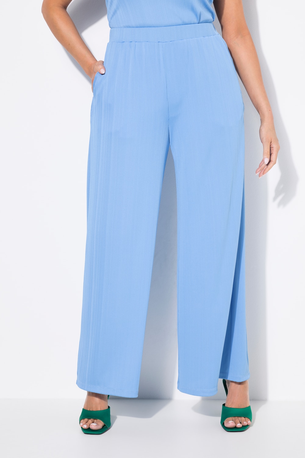 Große Größen Marlenehose, Damen, blau, Größe: 42/44, Polyester, Ulla Popken
