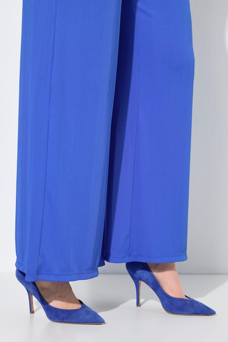 Marlenehose, gerades Bein, Elastikbund, Rippjersey