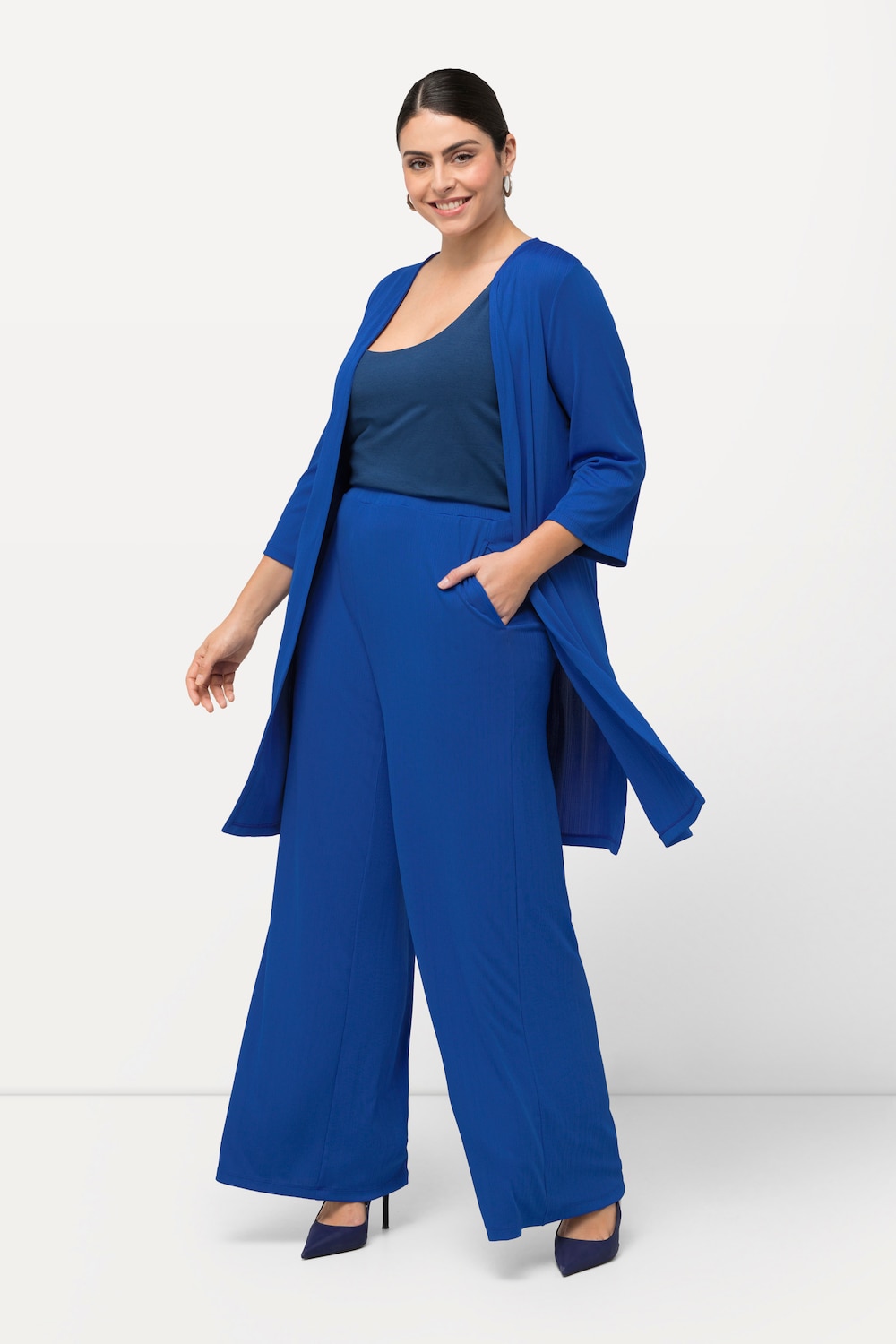 Große Größen Marlenehose Mary, Damen, blau, Größe: 54/56, Polyester, Ulla Popken