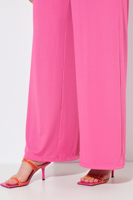 Marlenehose, gerades Bein, Elastikbund, Rippjersey