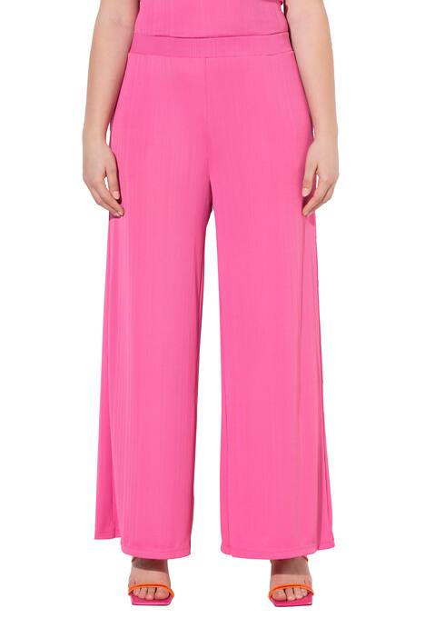 Marlene kalhoty, široké nohavice, elastický pas, žebrovaný žerzej