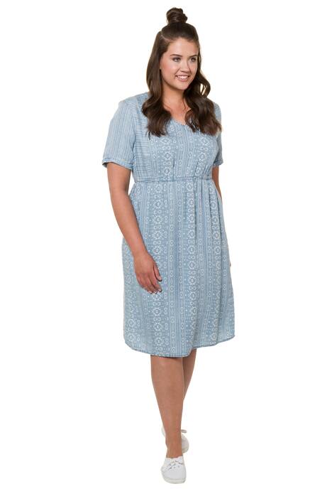 2 Print V-Neck Short Sleeve Lyocell Dress