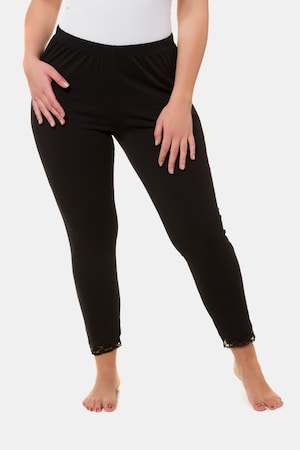 Ulla Popken 7/8-Leggings, Spitzensaum, Biobaumwolle - Große Größen