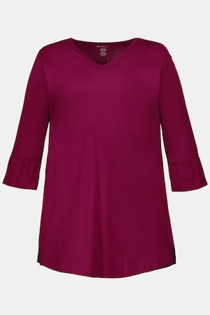 Duże rozmiary Długi T-shirt, damska, winna czerwień, rozmiar: 58/60, bawełna, Ulla Popken