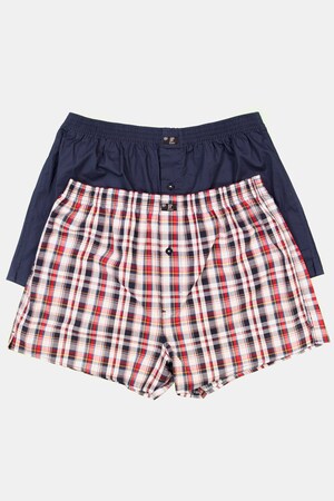 Ulla Popken Boxershorts, 2er-Pack, Web, Karo/uni, JP1880 by CECEBA - Große Größen
