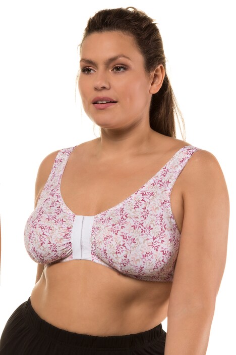Pink Floral Front Closure Comfort Bra