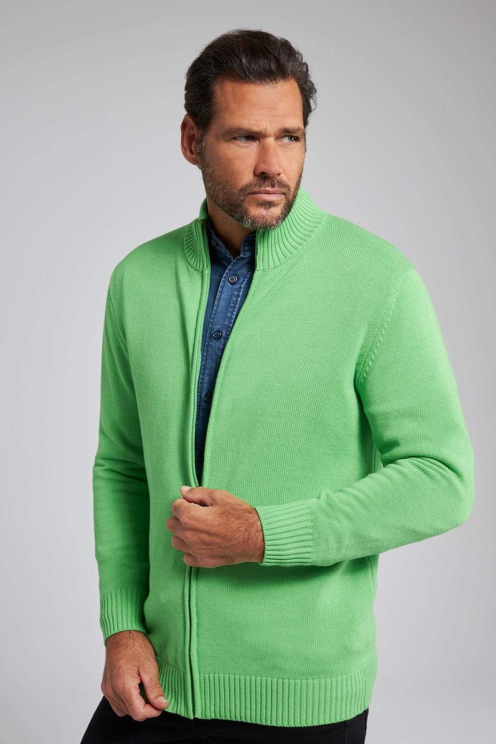 grandes tailles cardigan, hommes, vert, taille: xl, coton, jp1880