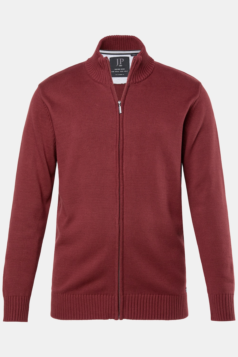 Strickjacke, Stehkragen, Rippbündchen