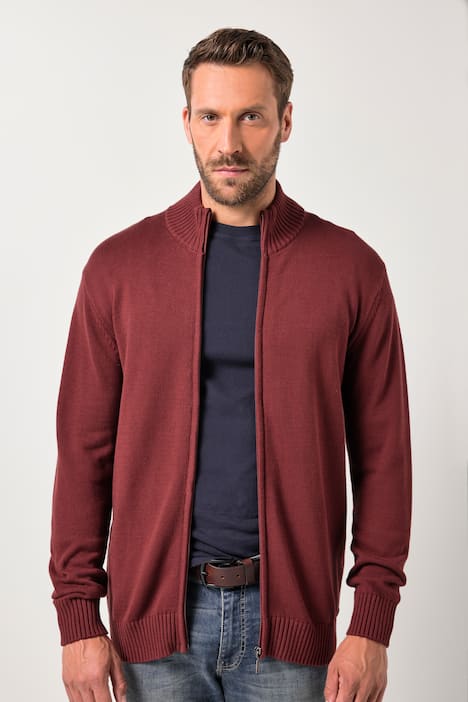 Strickjacke, Stehkragen, Rippbündchen
