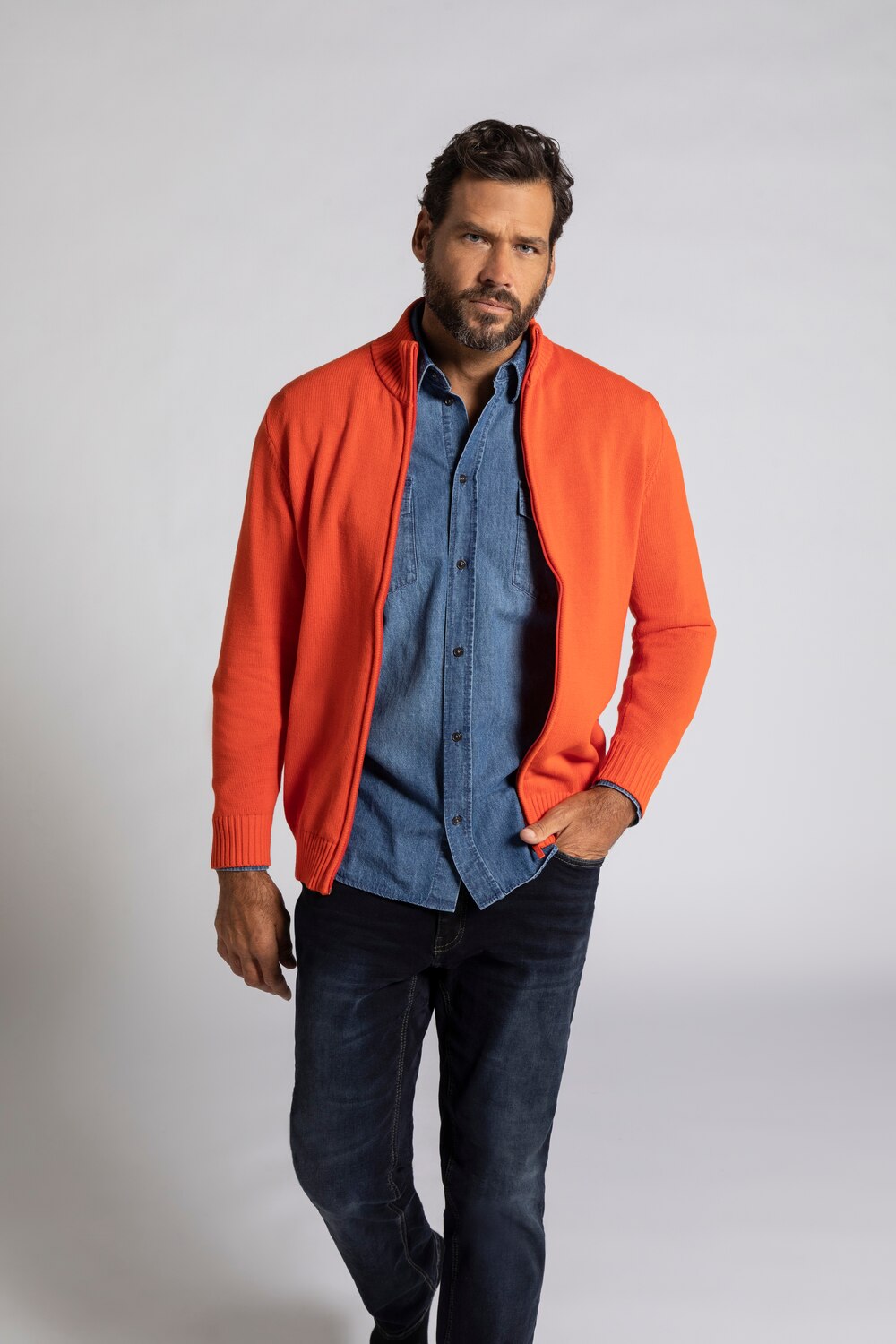 Grote Maten vest, Heren, oranje, Maat: XXL, Katoen, JP1880 Grote Maten vest, Heren, oranje, Maat: XXL, Katoen, JP1880