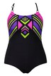 Colorful Geometric Print Low Back Lined Swimsuit