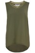 Hi-Low Mixed Fabric V-Neck Tank Tunic