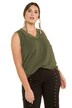 Hi-Low Mixed Fabric V-Neck Tank Tunic