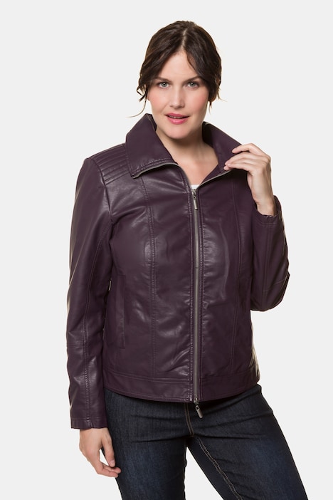 Faux Leather Quilted Shoulder Lined Jacket | Leather Jackets | Jackets