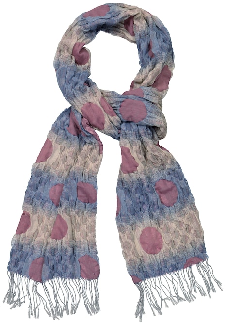 Crinkle Texture Polka Dot Stripe Fringe Stretch Scarf