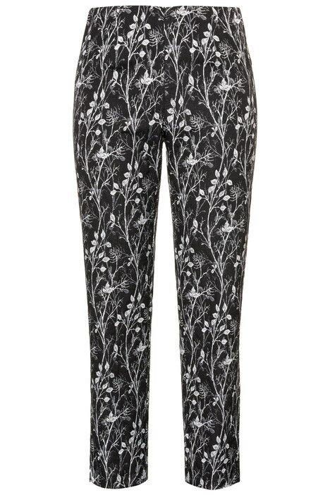 Leaf Design Jacquard Slim Leg Stretch Pants