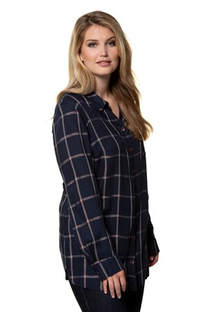 Ulla Popken Blouse Overhemdkraag Metallic Effect Grote Maten ulla popken kopen in de aanbieding