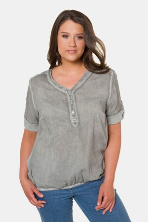 Ulla Popken Tunika, Pailletten, cold dyed, Elastiksaum, 3/4-Arm - Große Größen