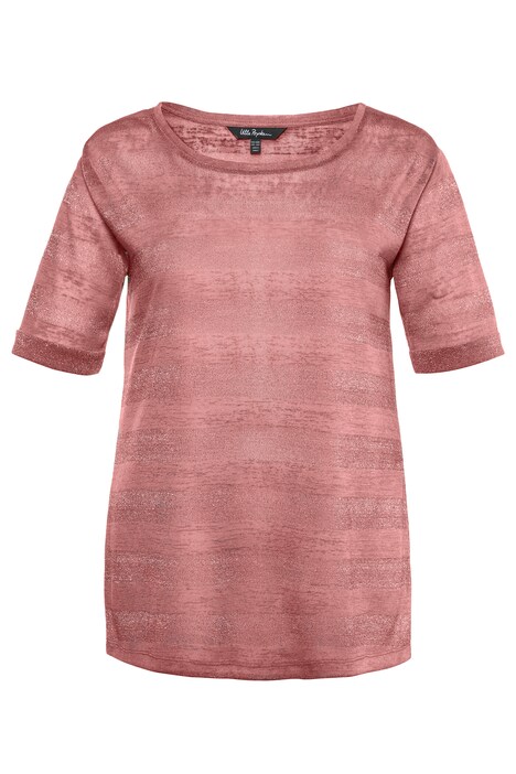 Metallic Stripe Oversized Fit Round Neck Knit Top