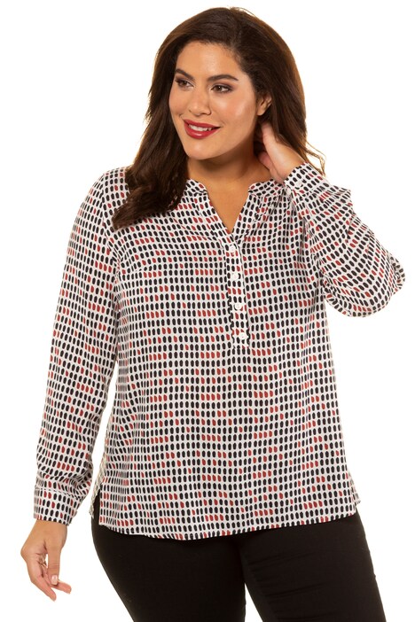 Modern Graphic Dot Open Round Neck Blouse
