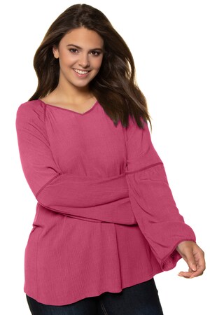 Ulla Popken Crinkle Tuniek Classic V Hals Raglanmouwen Grote Maten ulla popken kopen in de aanbieding