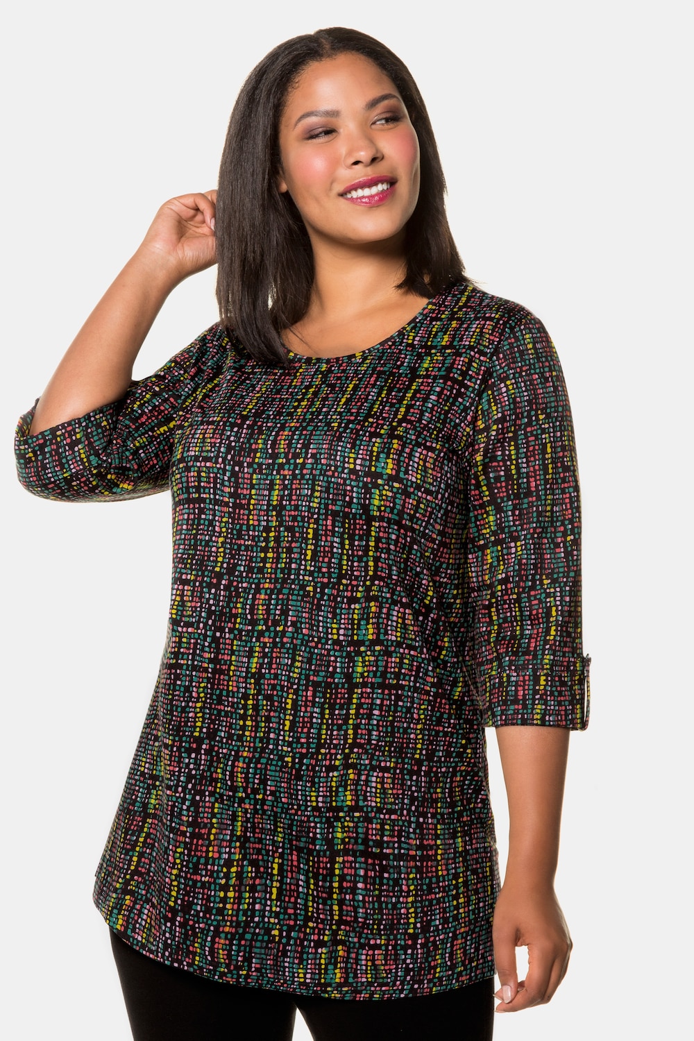 Grote Maten Shirt, Dames, zwart, Maat: 42/44, Katoen, Ulla Popken Grote Maten Shirt, Dames, zwart, Maat: 42/44, Katoen, Ulla Popken