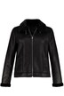Leather Look Faux Fur Trim Lined Jacket