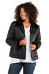 Leather Look Faux Fur Trim Lined Jacket