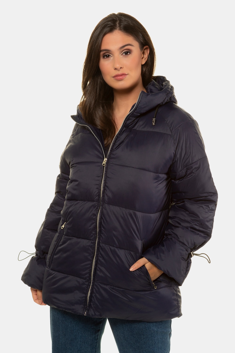 Steppjacke, Statement-Ärmel, verstellbare Kapuze