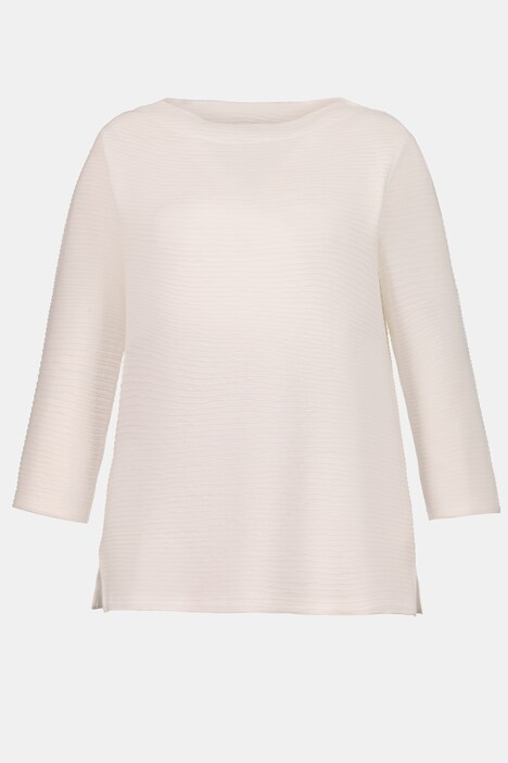 Sweatshirt, Rippstruktur, U-Boot-Ausschnitt, 3/4-Ärmel