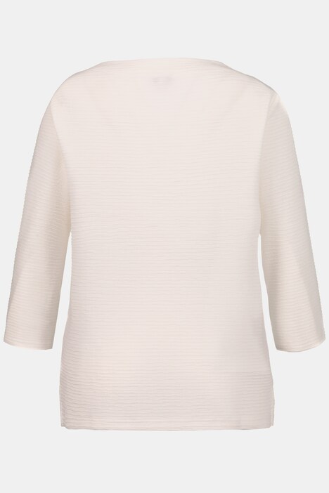 Sweatshirt, Rippstruktur, U-Boot-Ausschnitt, 3/4-Ärmel