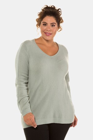 Ulla Popken Pullover, Metallic-Galonstreifen, V-Ausschnitt - Große Größen