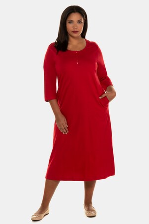 Ulla Popken Kleid, kurze Knopfleiste, A-Linie, 3/4-Arm - Große Größen